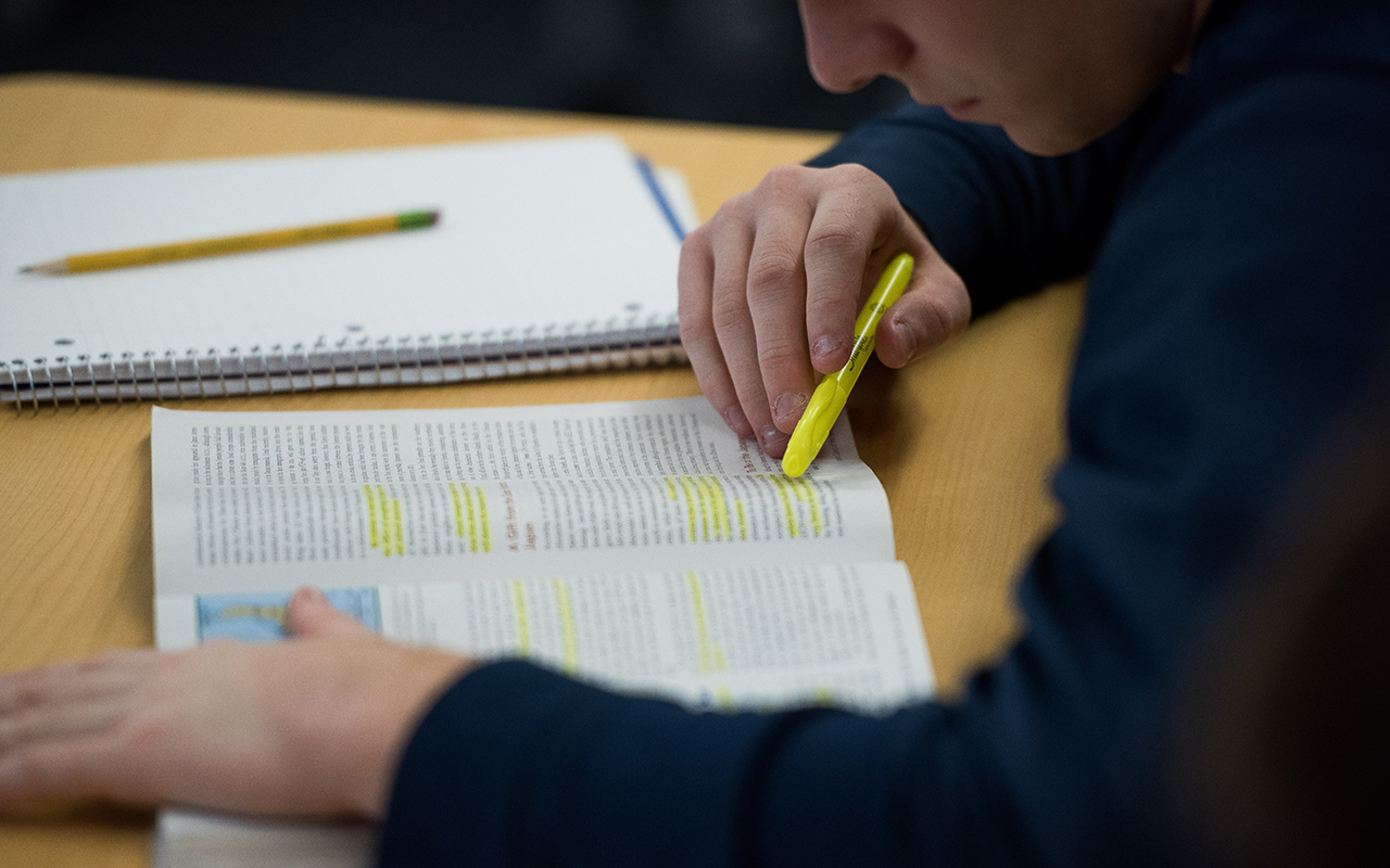student studying
