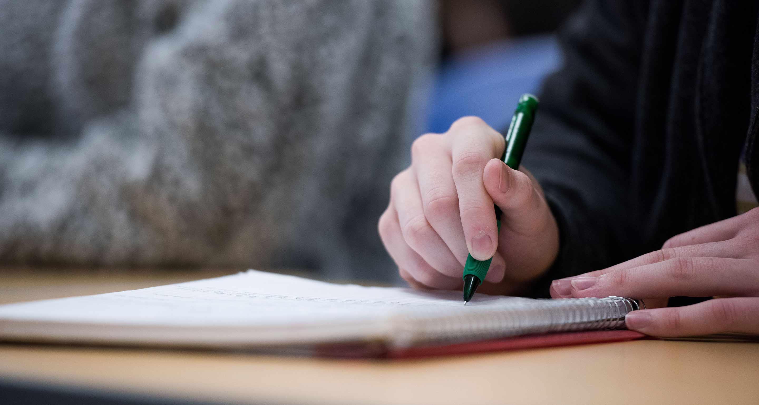 student writing