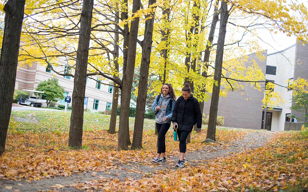 students walking on campus