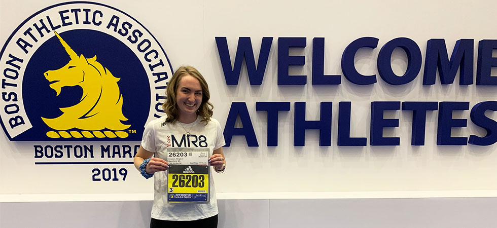 Assumption student running the Boston Marathon
