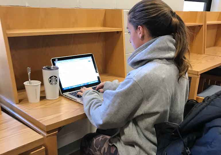 Sarah at the library