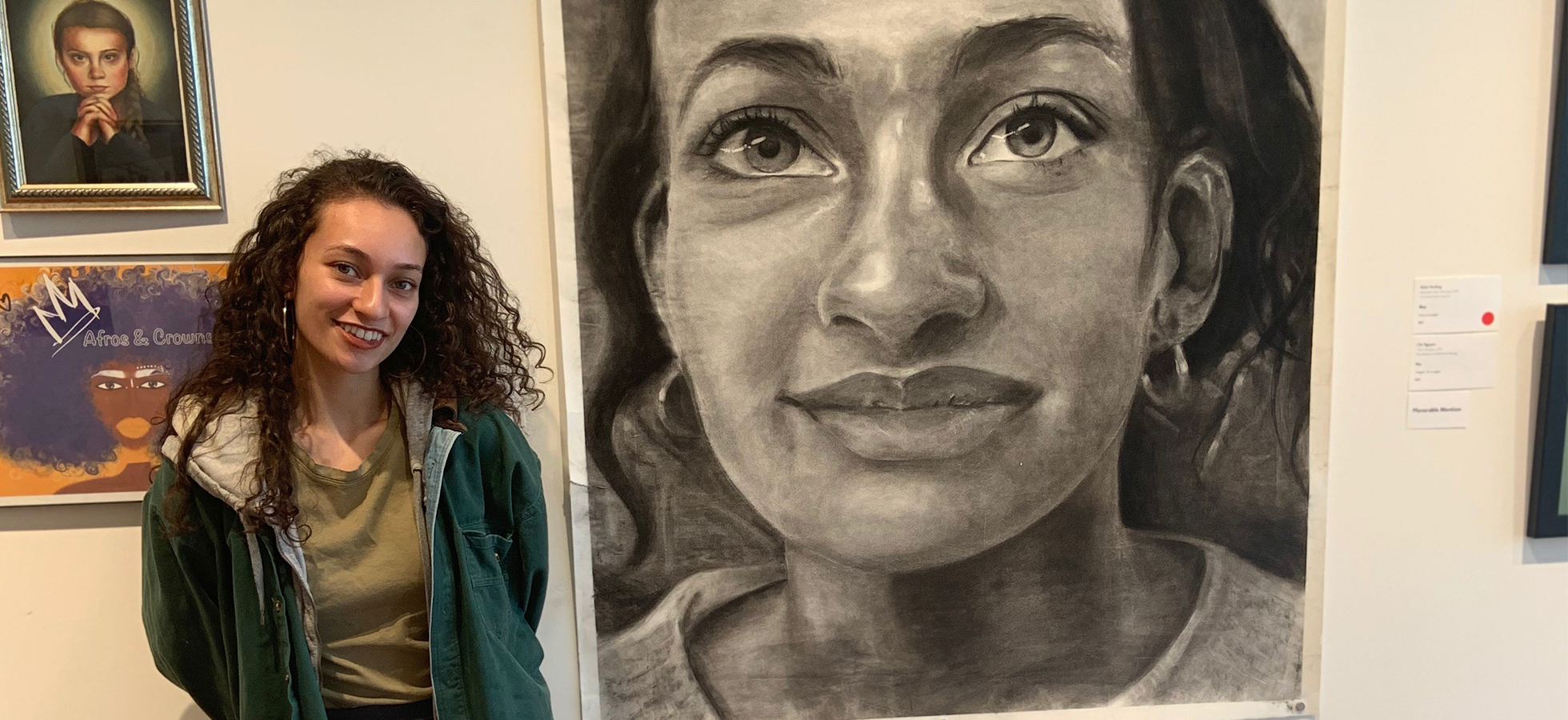 Dana Mendes ’20, a secondary education in visual arts major from Merrimack, NH, who recently took first place in ArtsWorcester’s 16th Annual College Show.