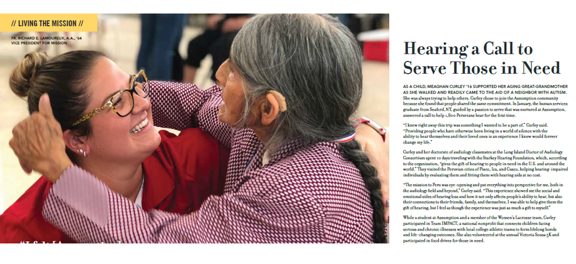 Picture of an Article from Assumption Magazine that was recognized by the Catholic Press Association.