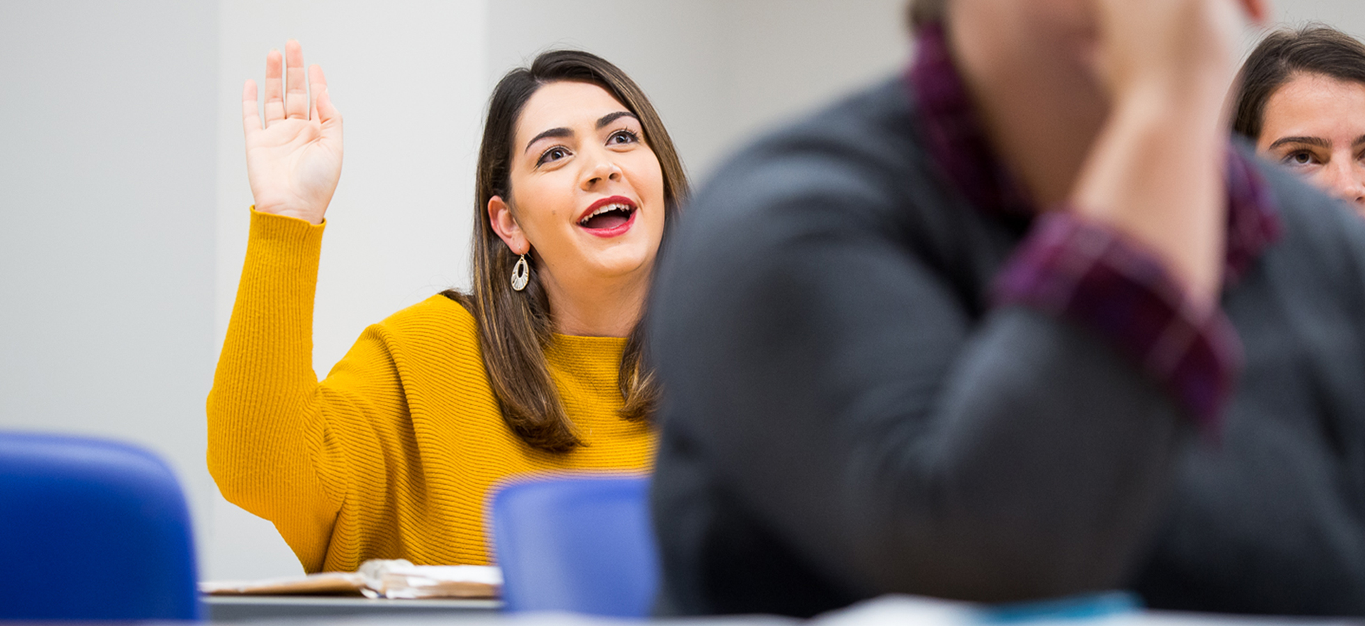 A student in an Assumption classroom. Assumption's MBA program prepares well-rounded graduates to become leaders in the private, nonprofit, and public sectors.