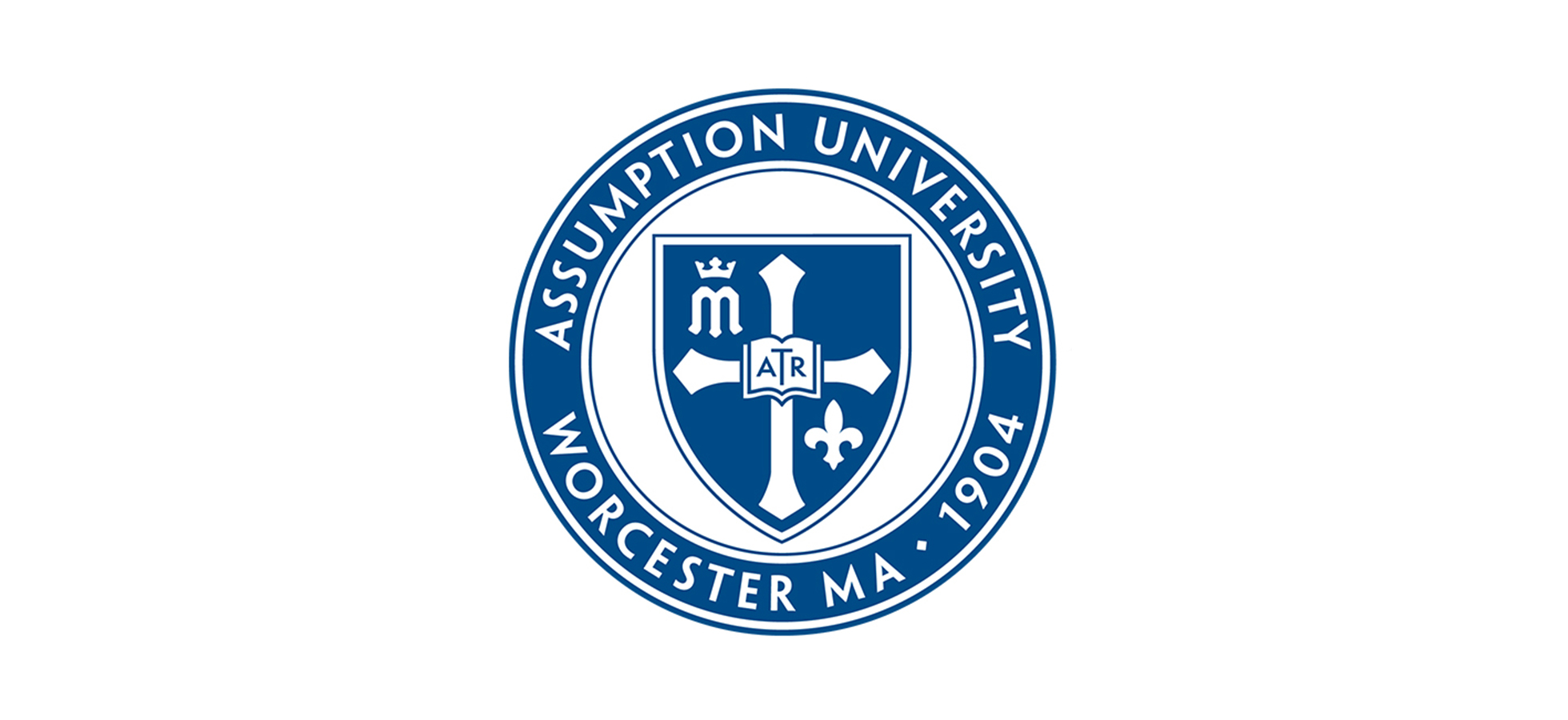 The Assumption University seal in blue and white.