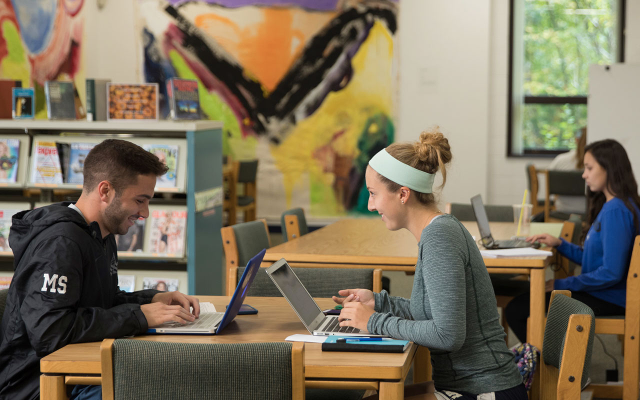 Students in library