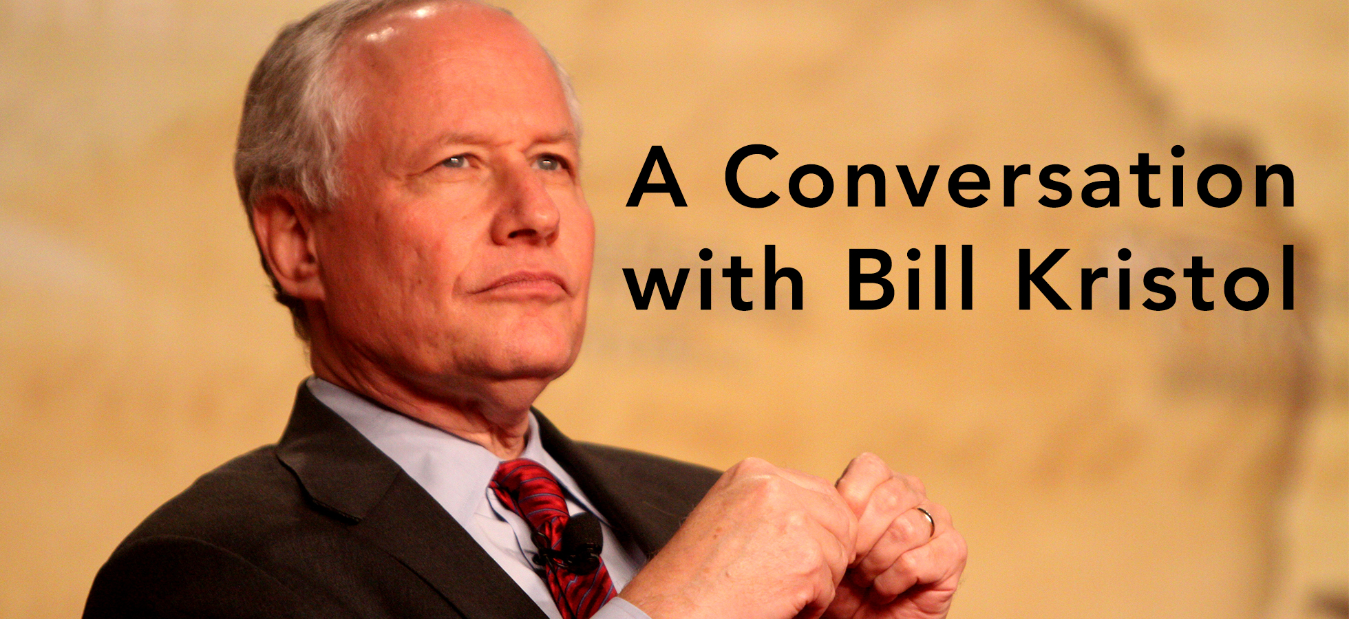 A photo of Bill Kristol to promote his upcoming apperance at Assumption University in Worcester, Massachusetts. 