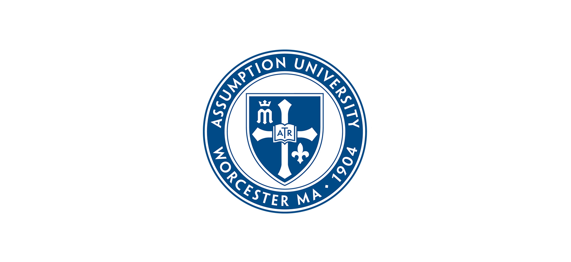 The blue and white seal of Assumption University