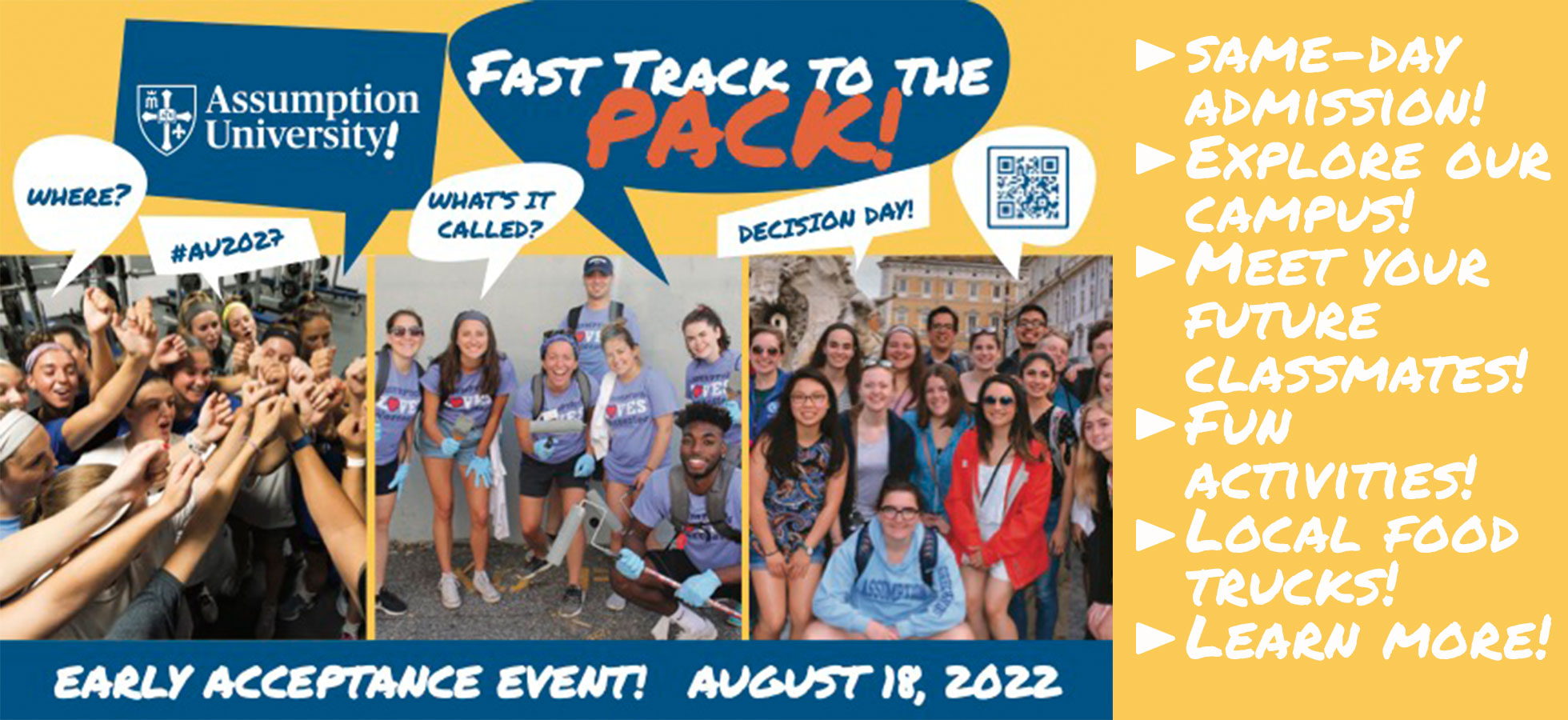 Fast Track to the Pack early acceptance event at Assumption