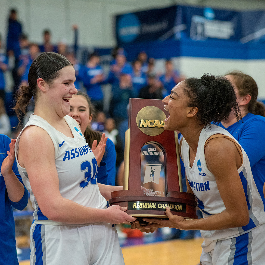 The Assumption University Greyhounds women's basketball team is crowned NCAA East Regional Champions