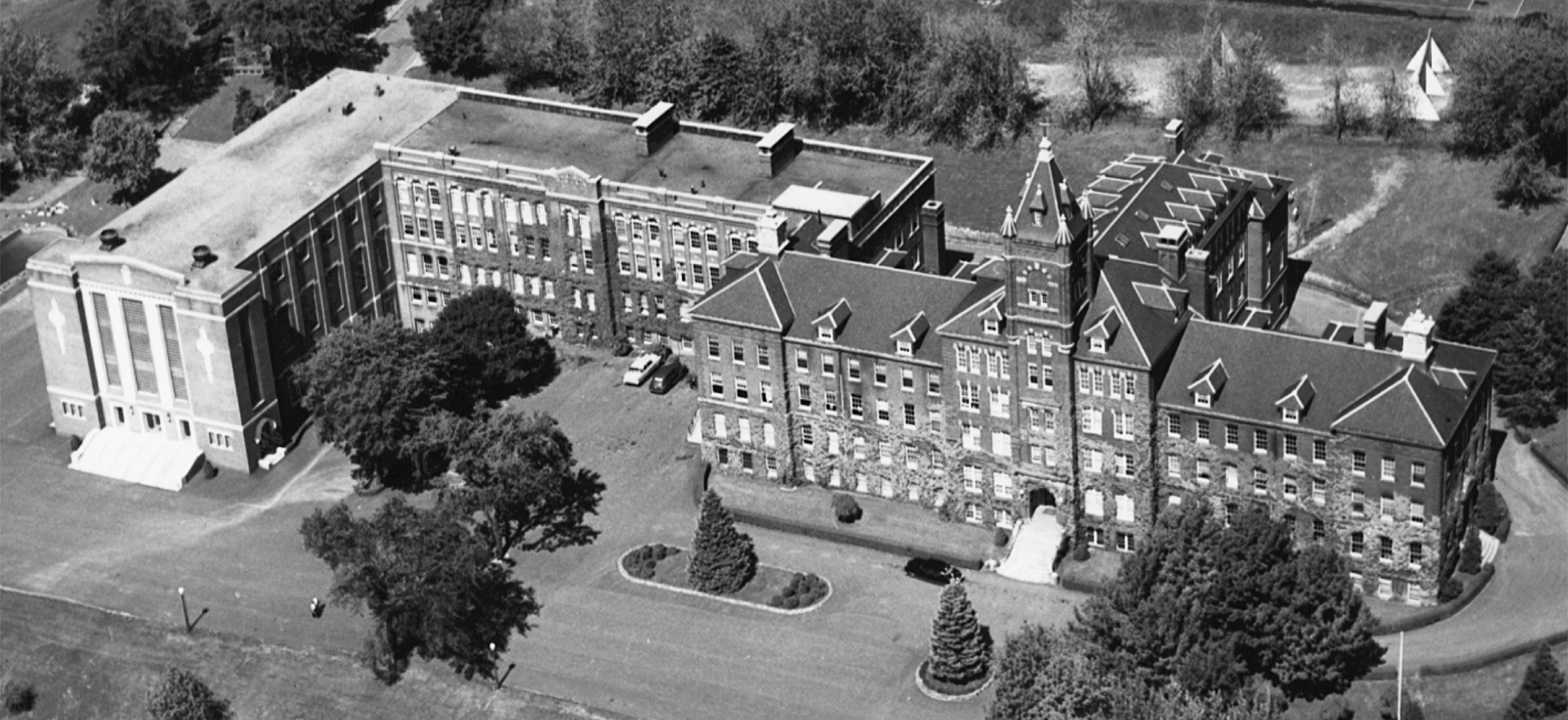 Aerial Photo of assumption prep school in worcester ma