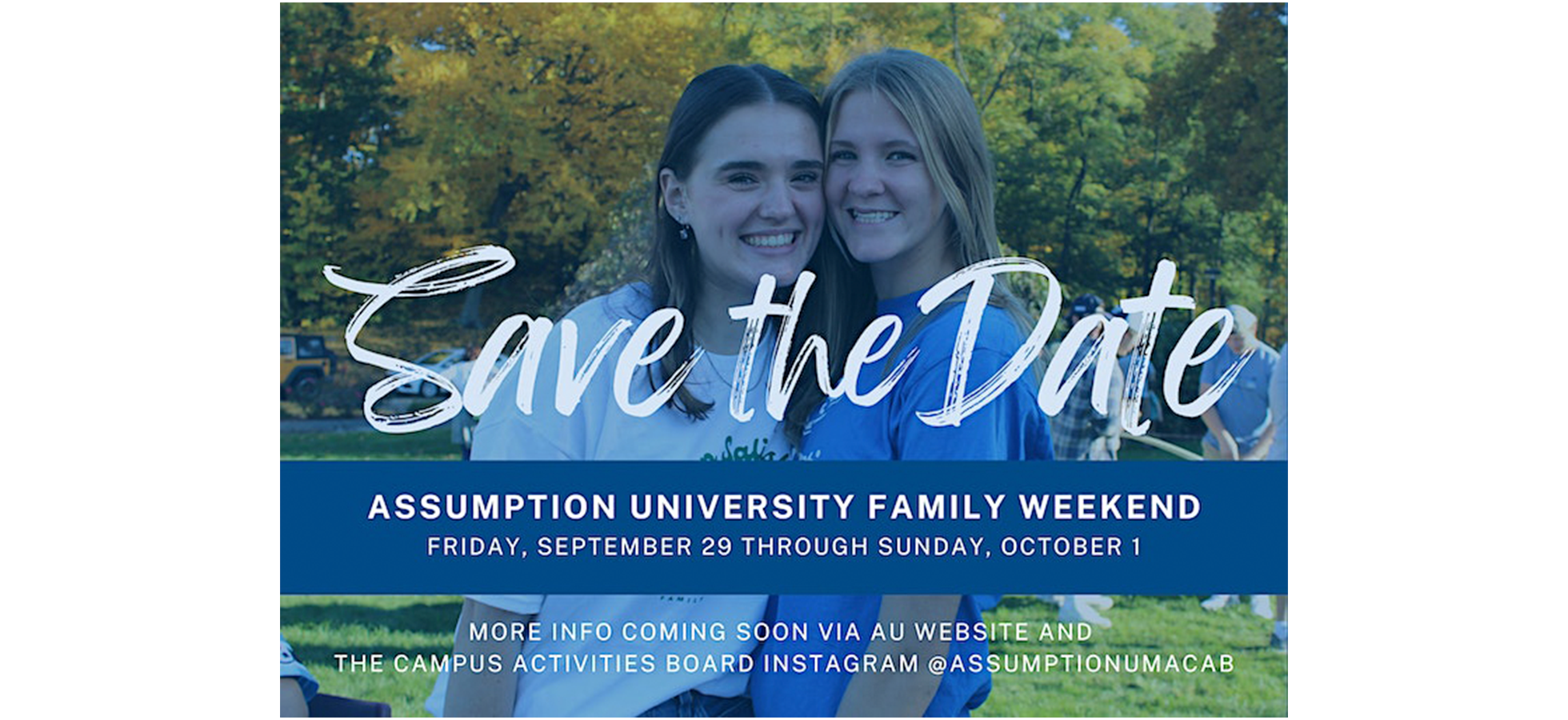 Assumption's family weekend 2023 will be held from september 29-october 1