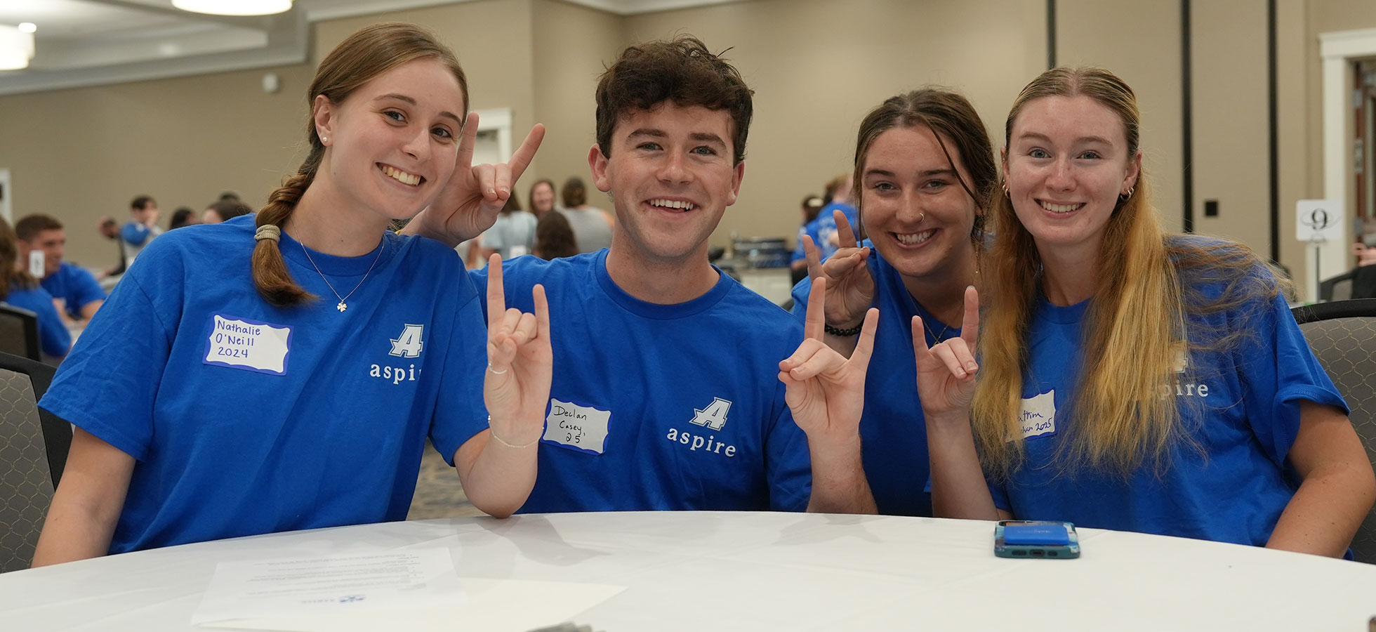 A group of four Assumption University students attend first ASPIRE night for alumni and student partnership.