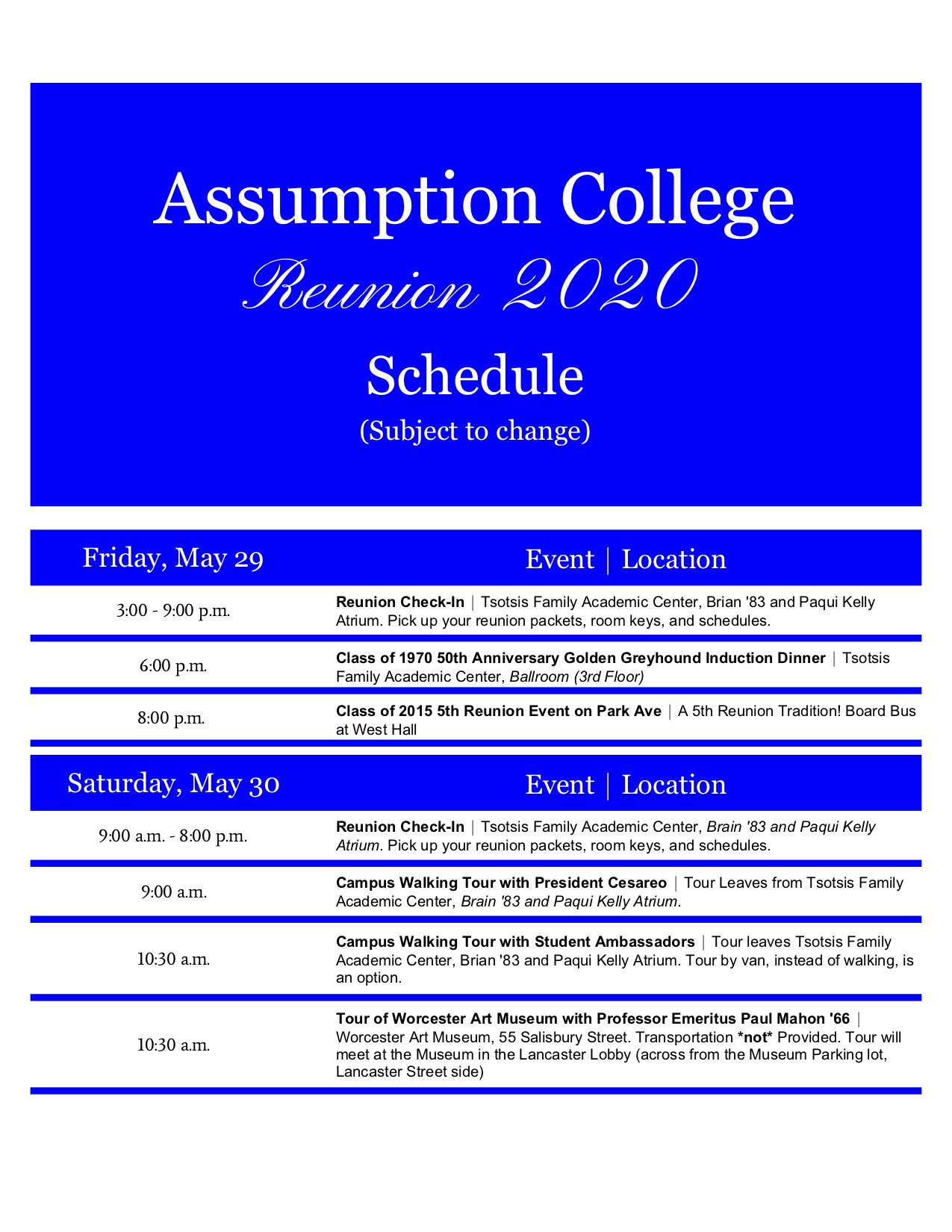 Reunion Assumption College