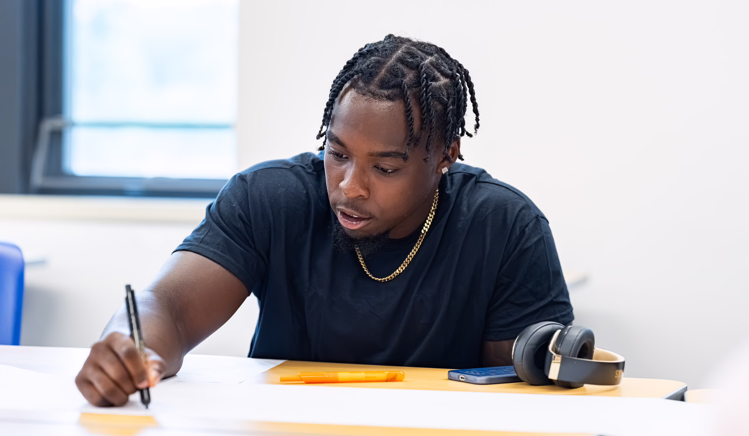 business student writing