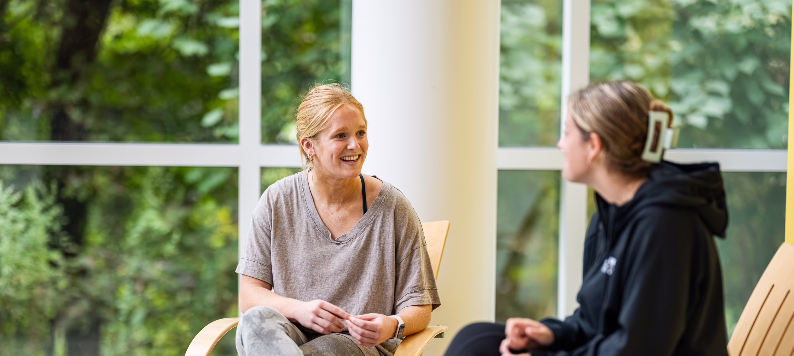 two students talking