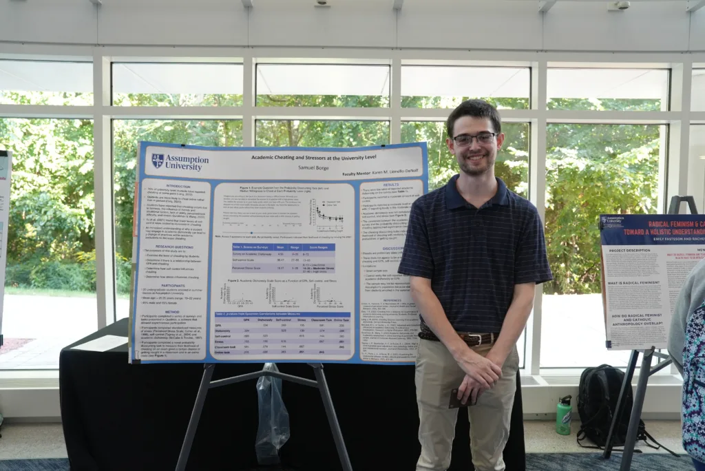 Psychology student at research symposium