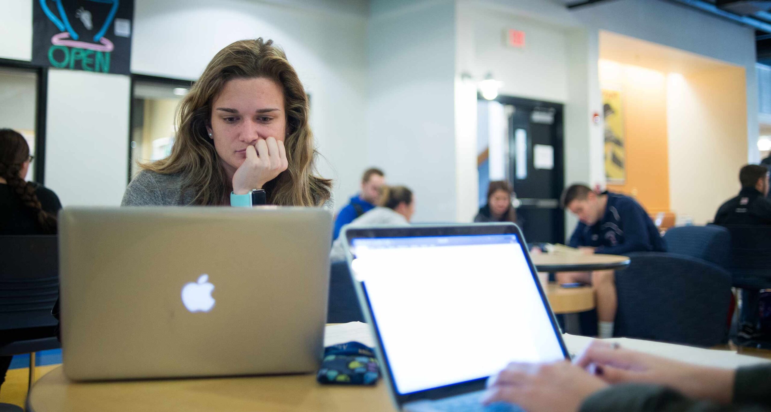 Students working on their laptops