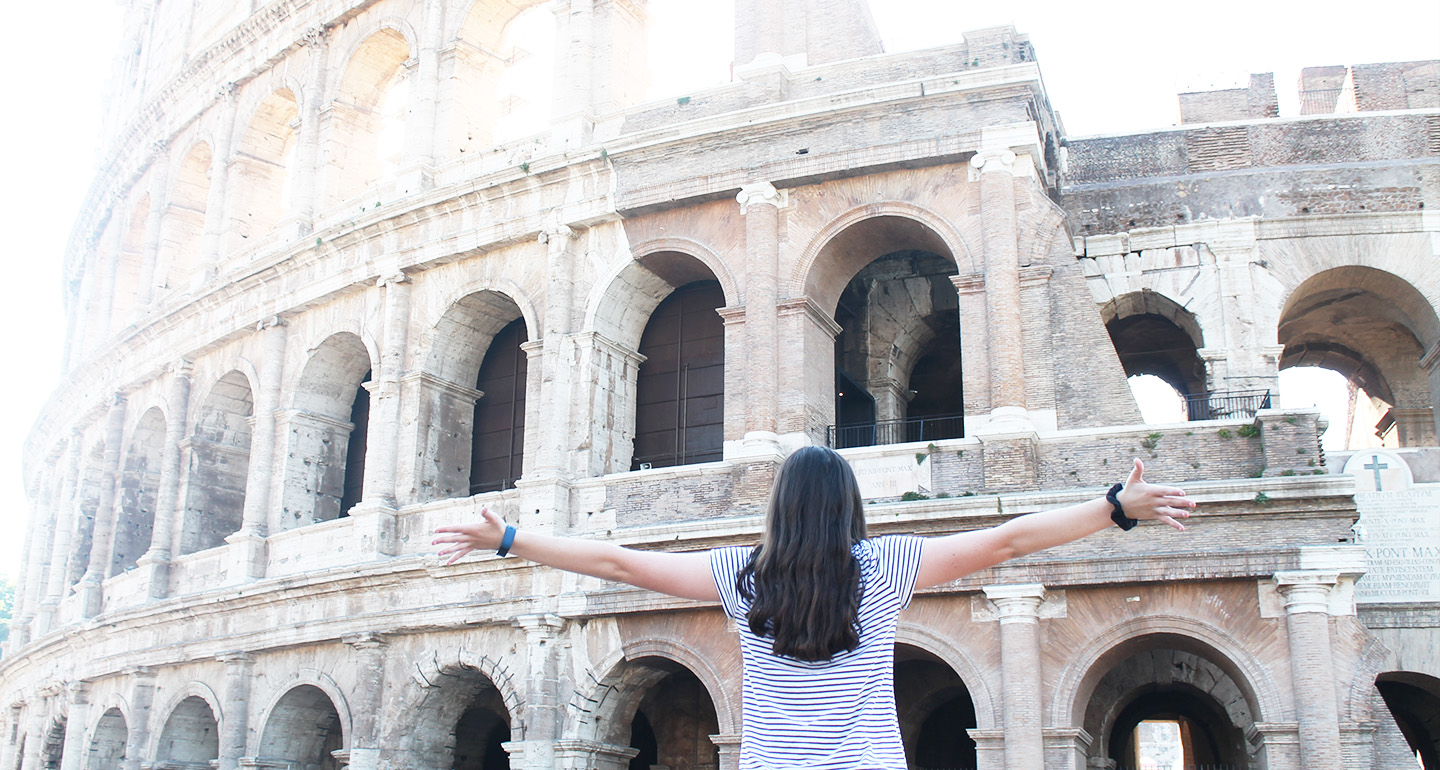Student experiencing the Colosseum in Rome