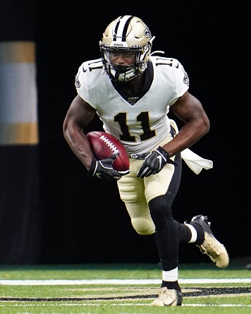 Former Assumption student Deonte Harris returning a kick off for the New Orleans Saints