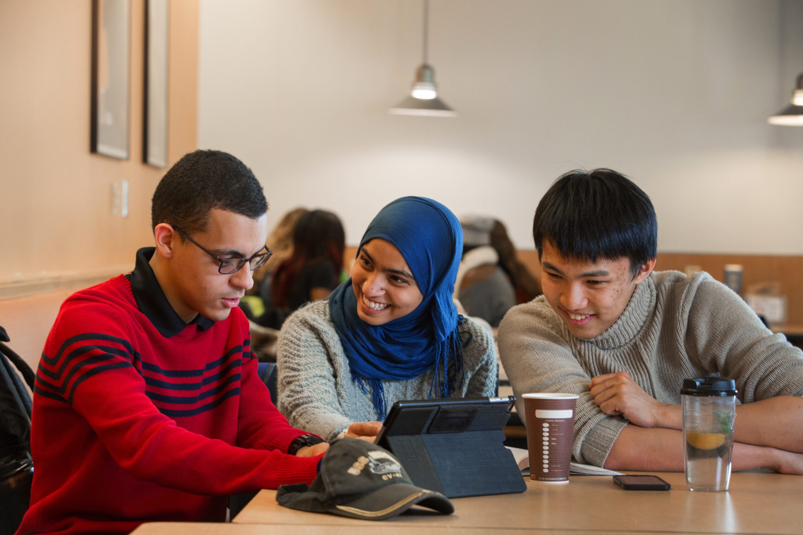 international students working at computer