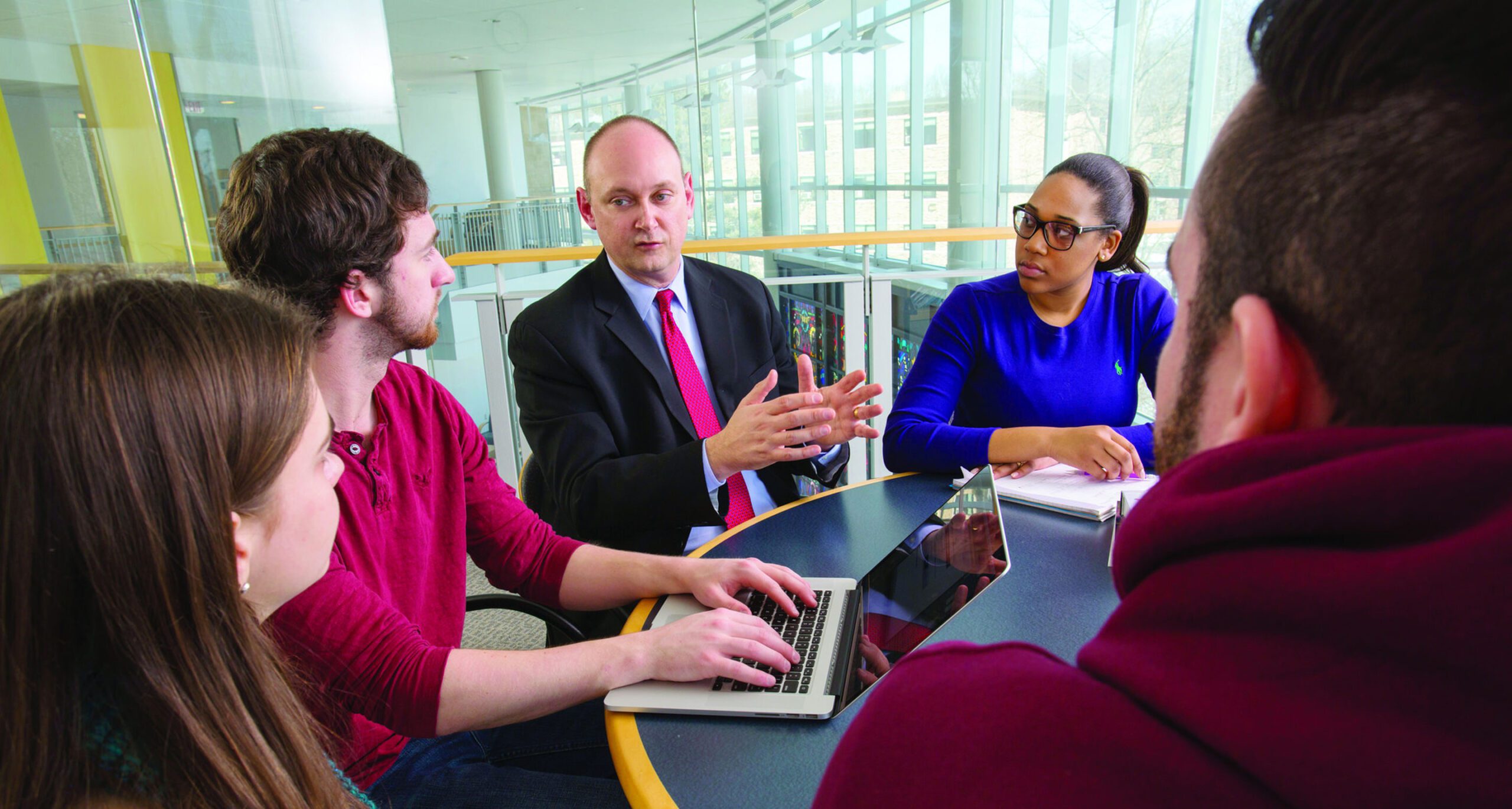 Greg Weiner with students