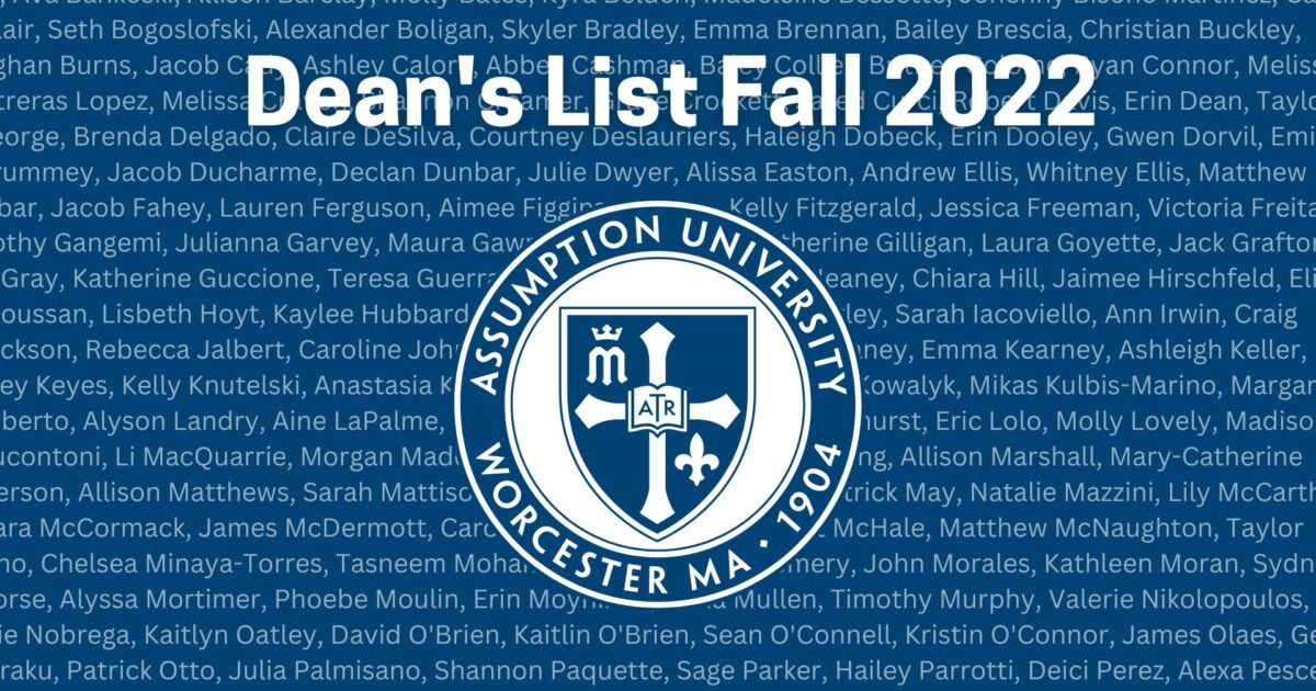 Assumption Students Recognized for Academic Excellence on Fall 2022