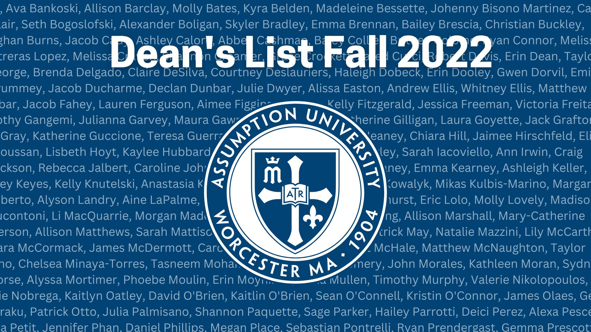 Assumption Students Recognized for Academic Excellence on Fall 2022 Dean's List
