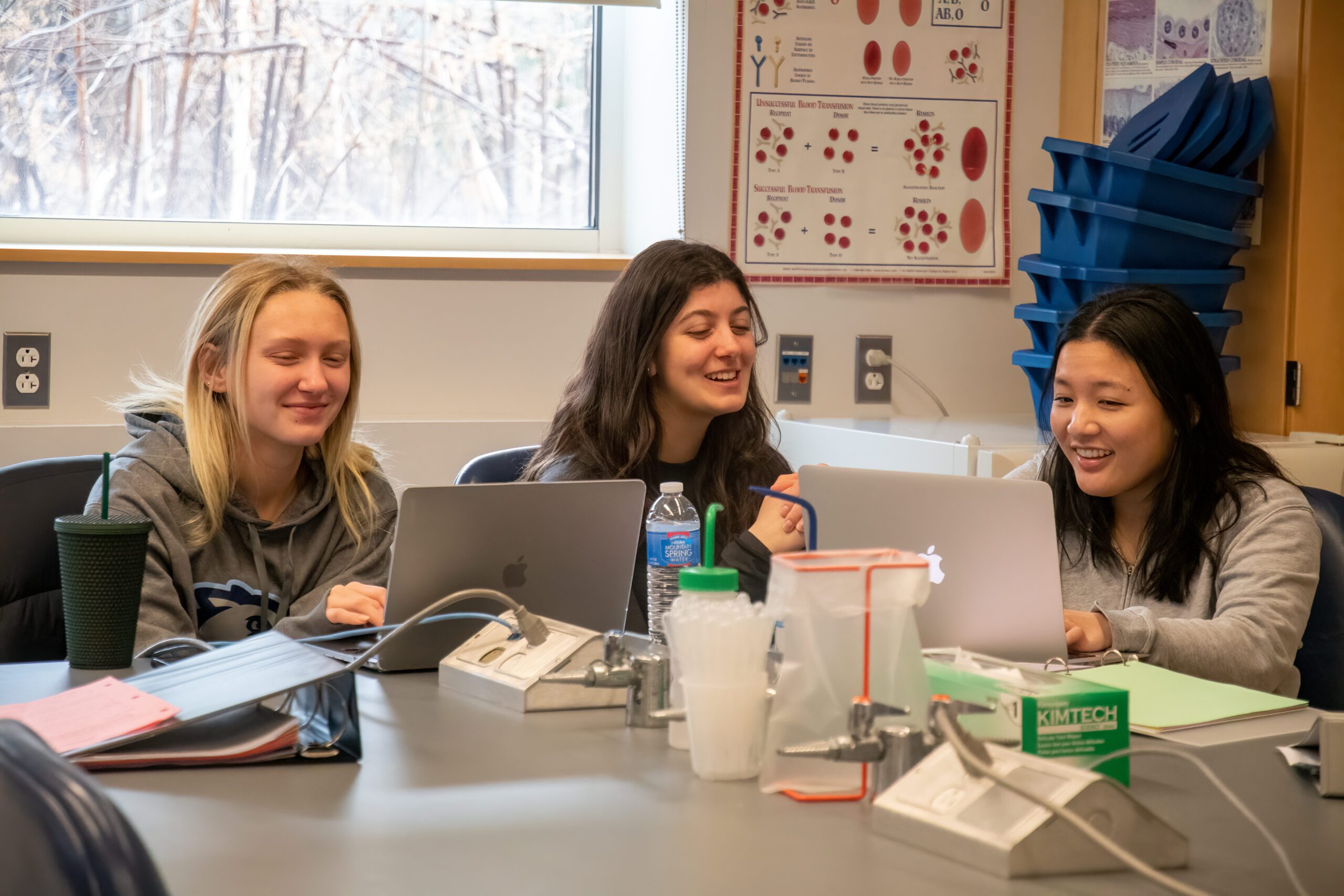 students sitting around a table talking