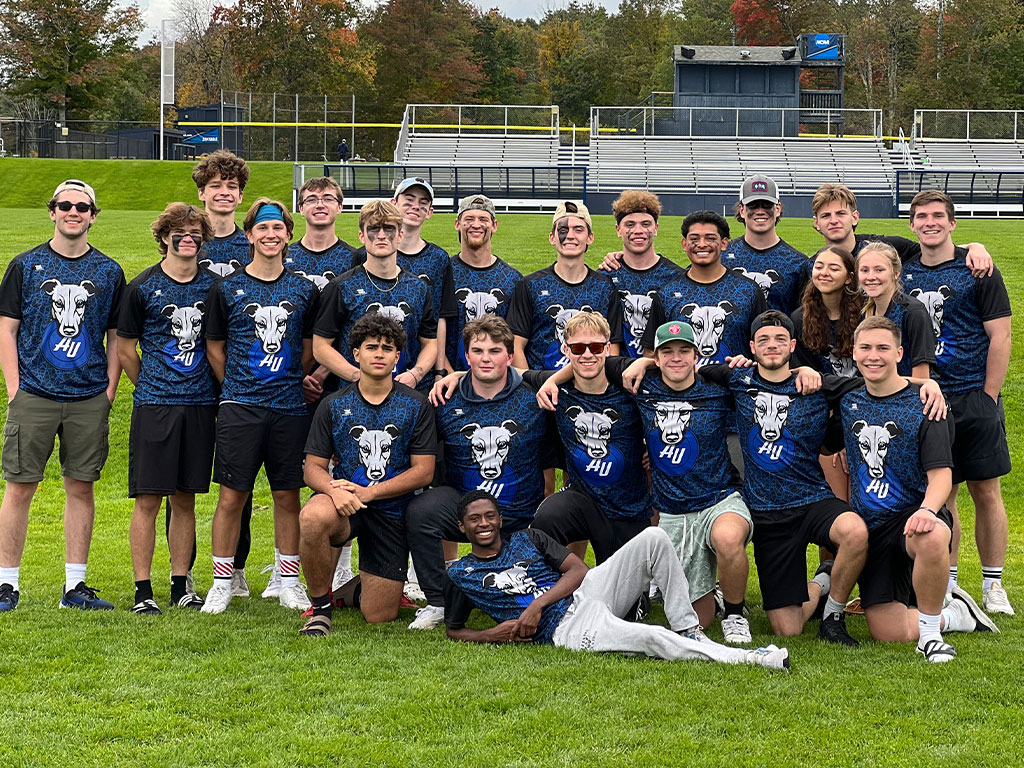 Assumption Ultimate Frisbee team, one of the largest recreation sports, at a tournament