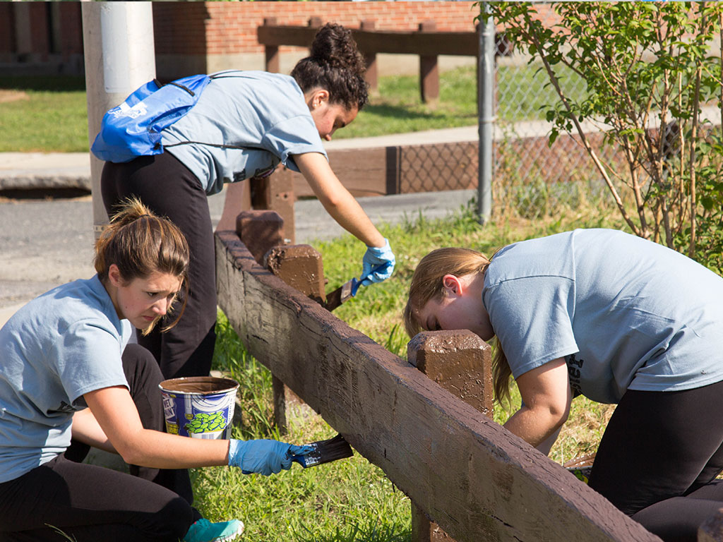 Assumption students engage in community service during an annual Working for Worcester event