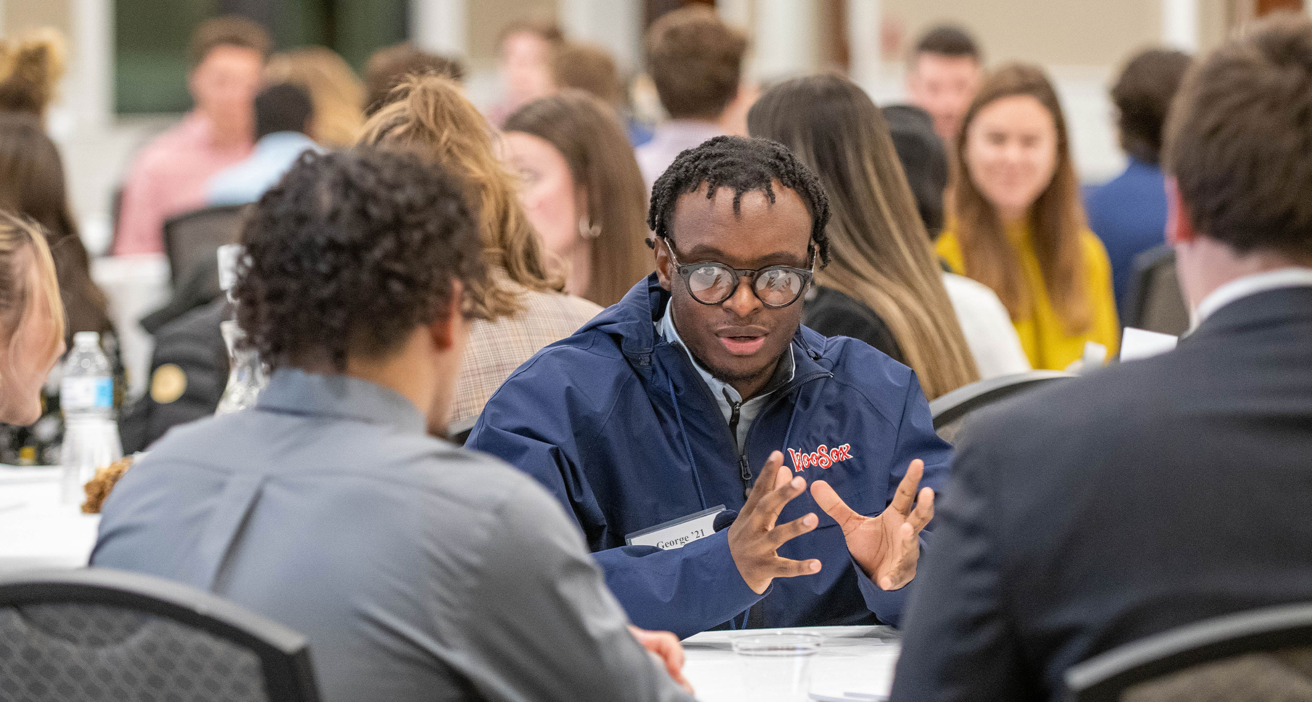 Assumption alumni at a career networking night