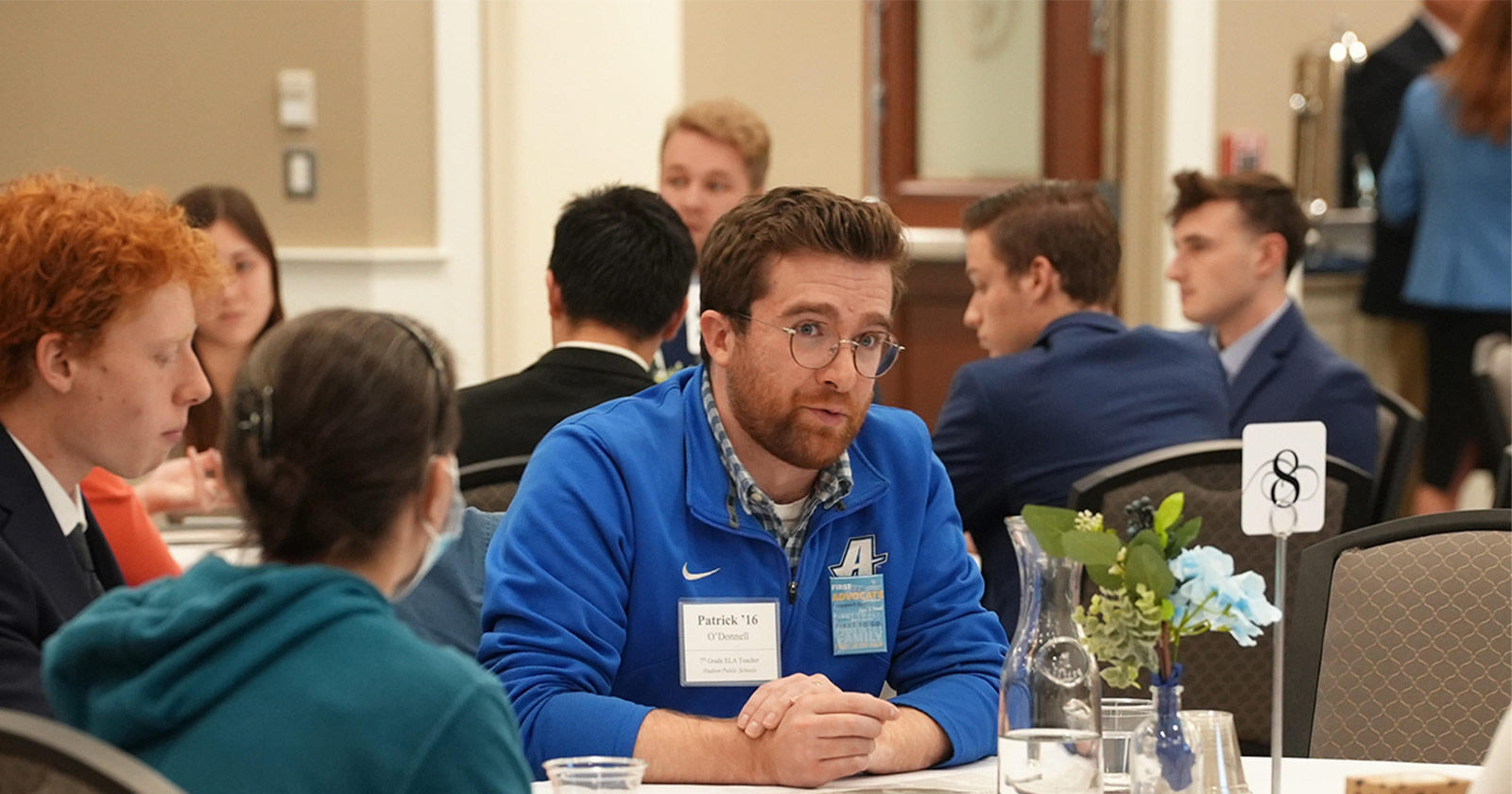 An Assumption University alum attends a career development event.