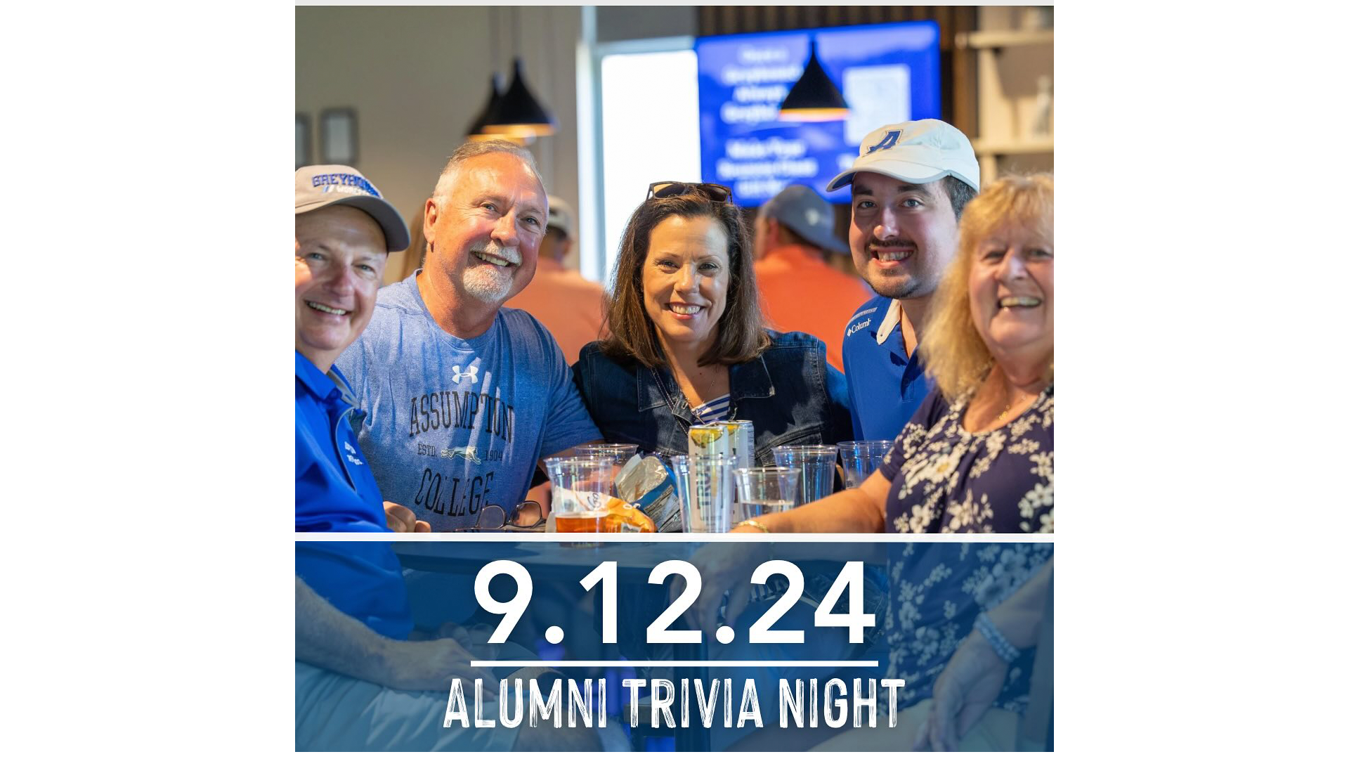 assumption university alumni pub night & trivia will be held on Thursday Sep 12 at 7 pm.