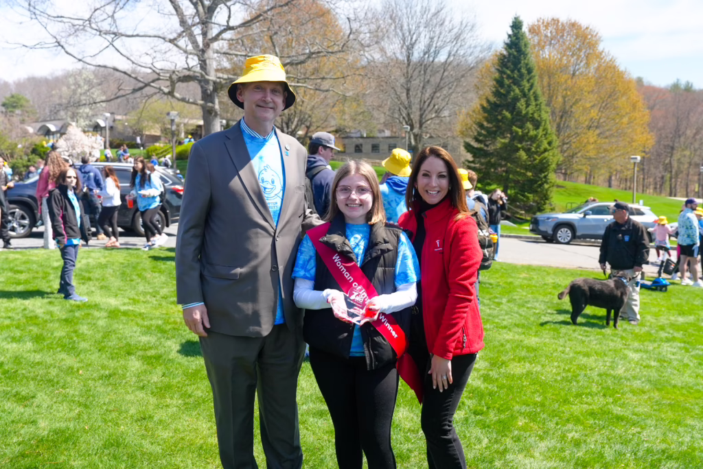 President Greg Weiner, Addie Greenwald, and Sabrina Webb at Duck Day.