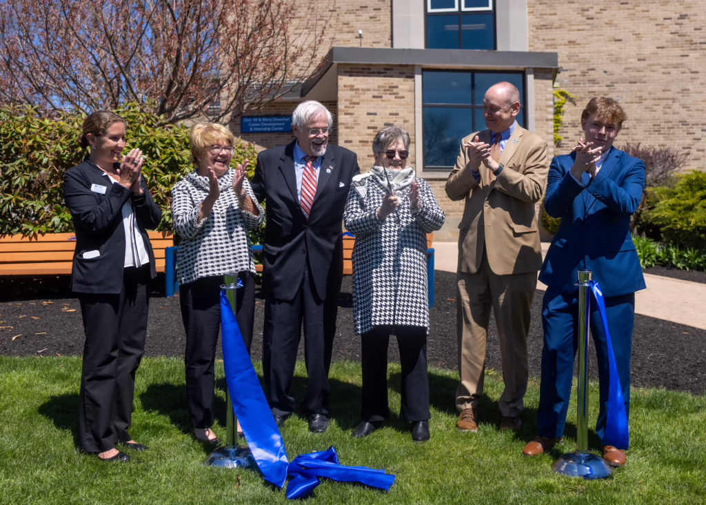 The ribbon is cut at the Denecker Career Development and Internship Center dedication.