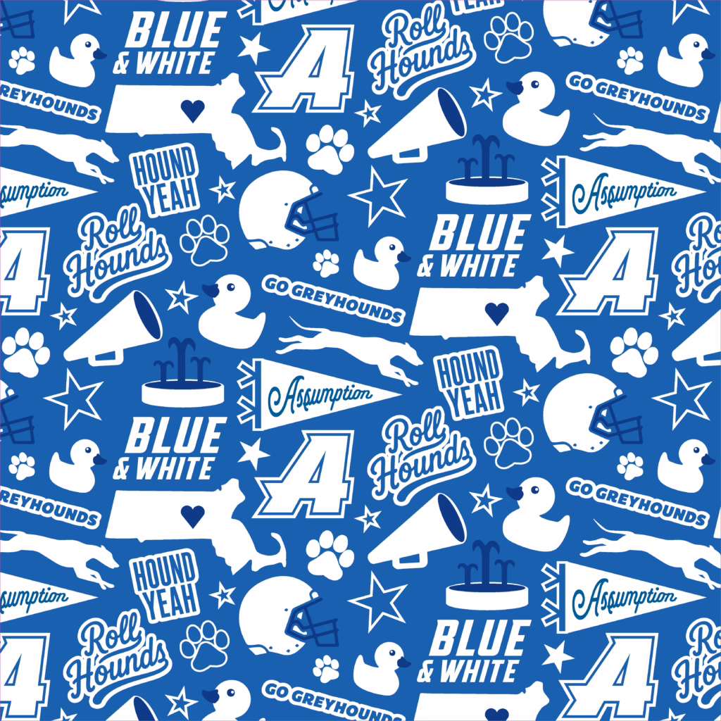 A patterned wallpaper themed after Assumption University